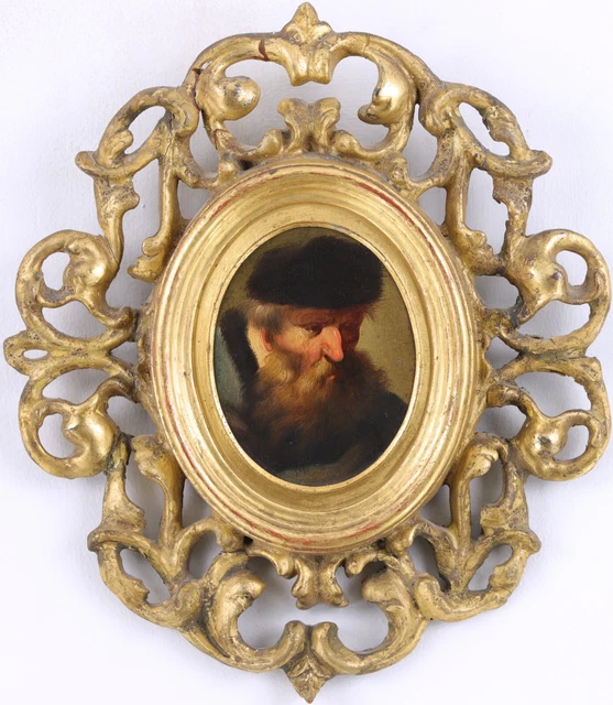 Head of an Old Man Antique Oil Painting manner of Rembrandt (Dutch, 1606-1669)