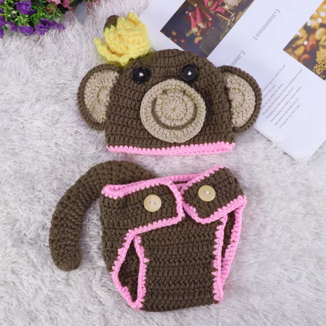 Newborn Baby Monkey Costume Lovely Hand Knitting Photography Prop Costume