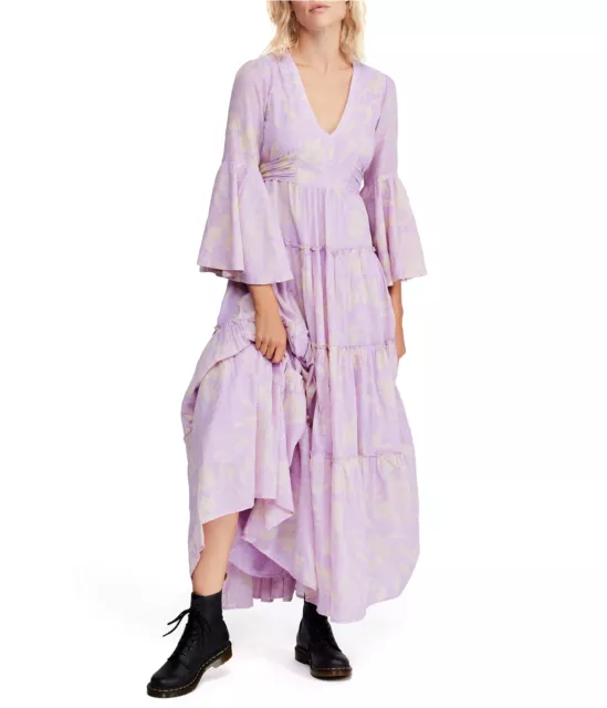 Free People Womens Carmen Maxi Dress, Purple, Large