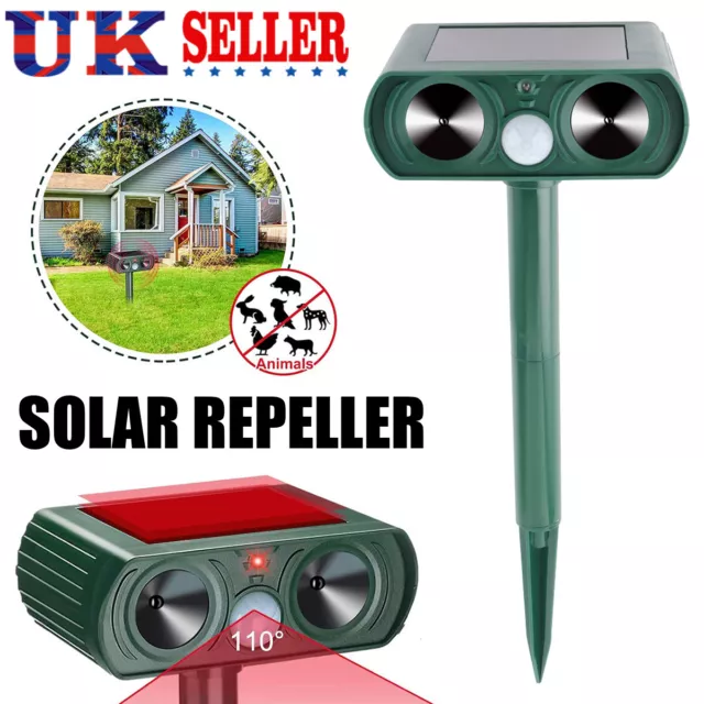 Ultrasonic Solar Garden Deterrent Repeller Animal Bird Cat Scarer Pest Fox Dog