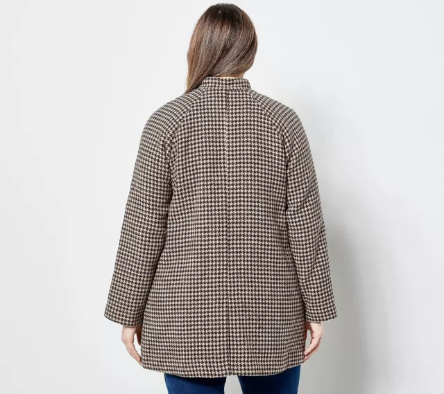 Isaac Mizrahi Live! Houndstooth Wool Coat size 8 Brown/Tan 2