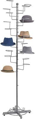 Silver Metal Freestanding Hat/Wig Retail Display Stand with 20 Circular Hooks