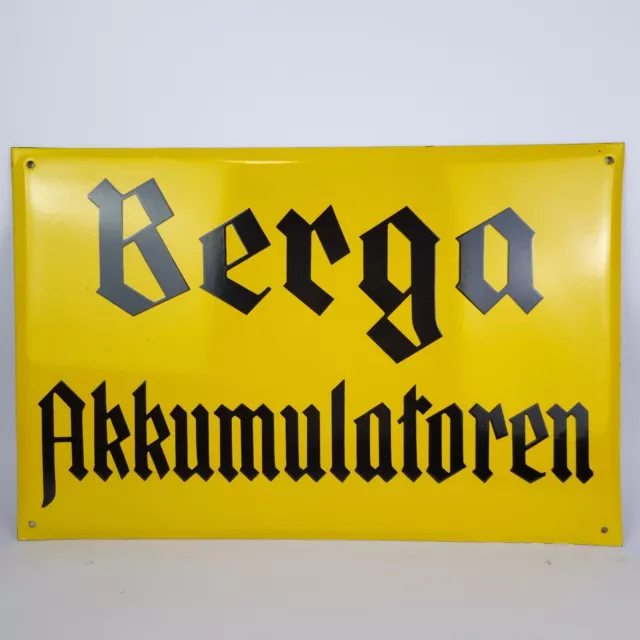 Berga Akkumulatoren antikes Emailleschild Emailschild enamel sign plaque Email