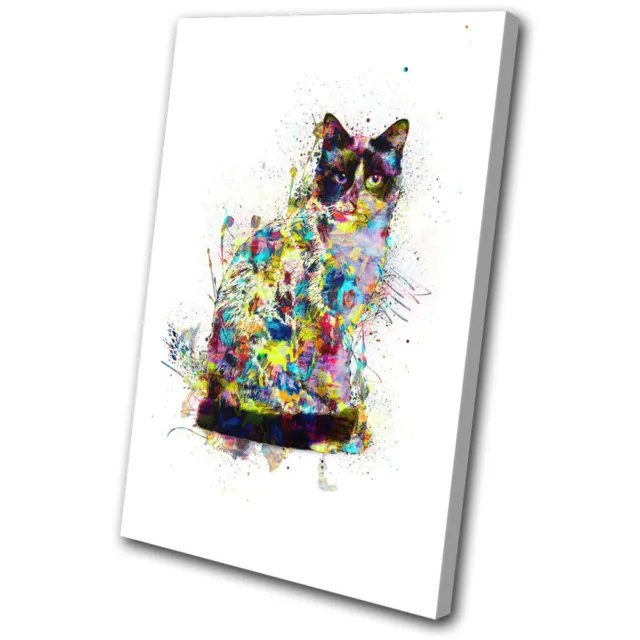 Cat Feline Colourful Pet Animals SINGLE TOILE murale ART Photo Print