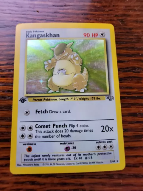 1st Edition JUNGLE HOLO  Rare KANGASKHAN 5/64 Pokemon Card Vintage TCG PL First