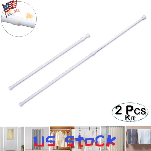 White-2 Pack Telescopic Rod Curtain Rod Curtain Rods Clamp Rod for Door Curtain