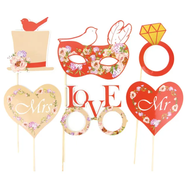 16 Pcs Wooden Bride Bridal Shower Photo Wedding Party Props Funny Booth