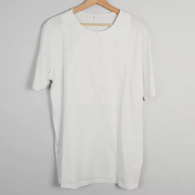 [ COS ] Womens White Cotton Short Sleeve Top | Size L or AU 14