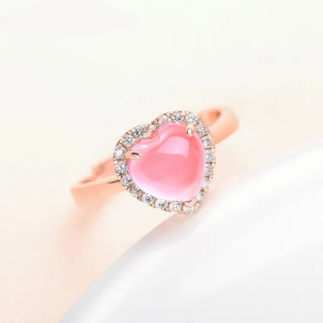 Pink Heart Adjustable Ring 925 Sterling Silver Womens Girls Jewellery Gifts  UK