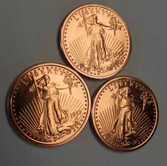 1933 St. Gaudens $20 Gold Double Eagle *Restrike* Pure Copper Lot 3 Bullion