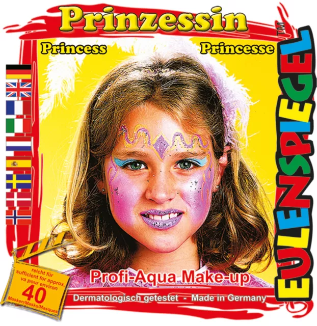 Eulenspiegel Set Tema Princesa, Schmink-Set Con Schmink-Anleitung, 1 Pincel