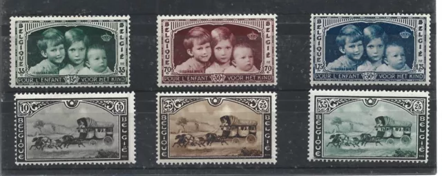 Lot de 6 timbres de Belgique neufs X  Année diverses voir descriptif
