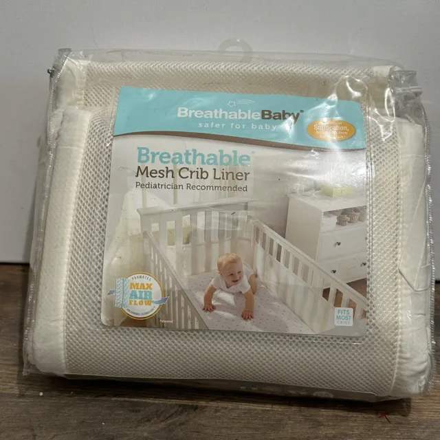 New Breathable Baby Classic Breathable Mesh Crib Liner in Ivory Safety