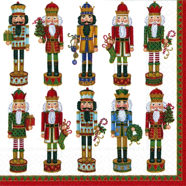 WHITE NUTCRACKER PARADE Christmas Caspari paper napkins 20 pack 33cm sq