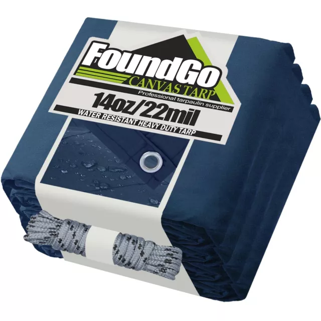 FoundGo Canvas Tarp 10'*20' Heavy Duty Water Resistant Tarps with Grommets, U...