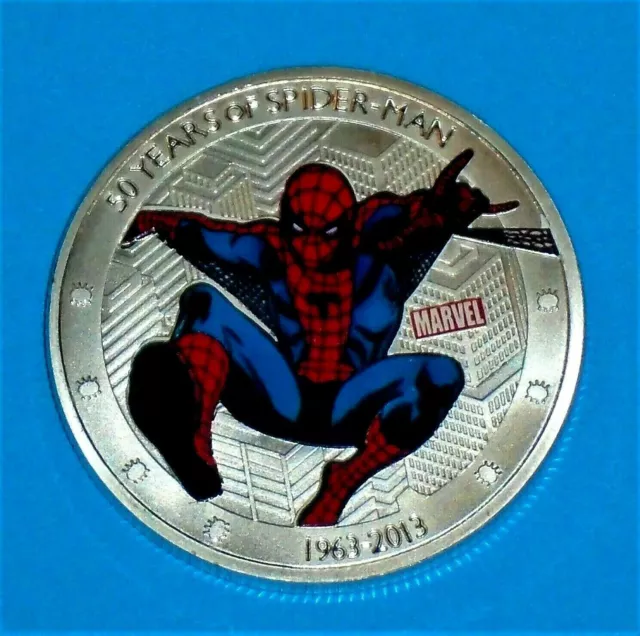 RARE silver plated marvel (environ 28.35 g) plaqué argent Marvel spiderman