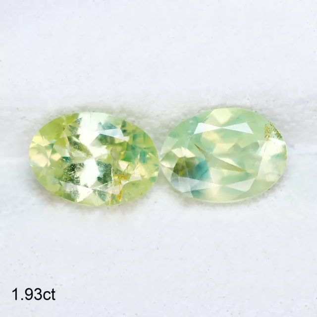 1.93 Ct VVS [2Pcs Pair] Premium Oval 6.8 x 5.6 MM Greenish Yellow CHRYSOBERYL