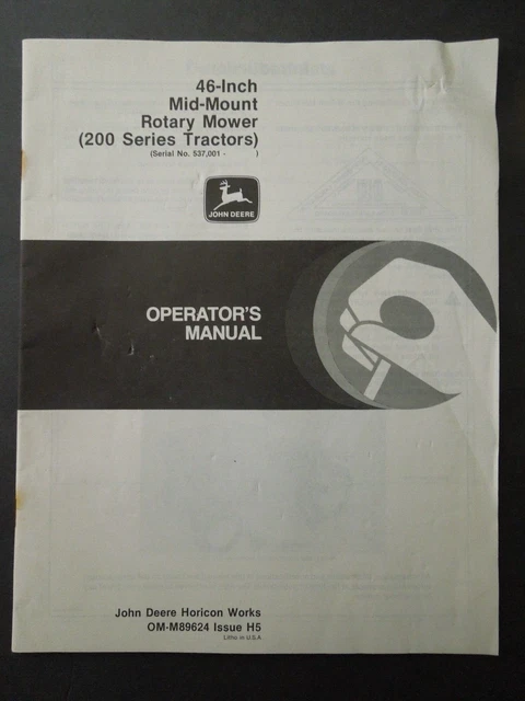 Vintage JOHN DEERE 46-Inch Mid-Mount Rotary Mower Operator's Manual