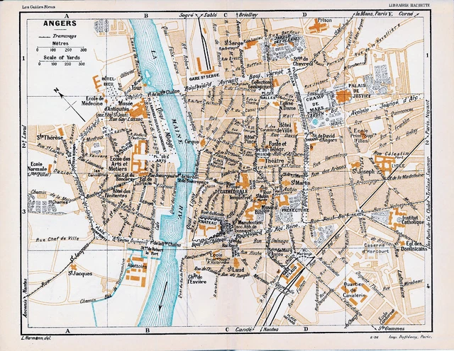 49 ANGERS 1926 pt. plan ville orig. + guide angl. (5 p.) St-Laud Ste