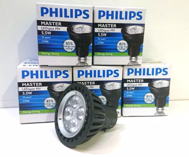 5 x Philips MASTER LEDspot MV 5.5W 2700K GU10 LED Blanco Cálido Nuevo
