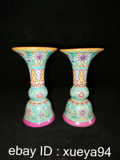 Qing dynasty yongzheng Enamel Colour Porcelain flower pattern Bottle vase pair