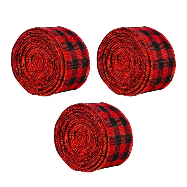 3pcs Dekorative Band Weihnachten Plaid Farbbänder für Handwerk Urlaub Band