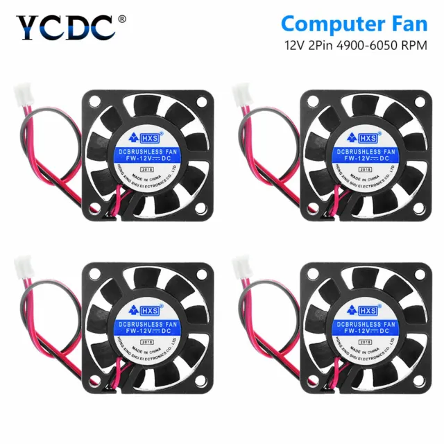 4x DC 12V 40mm Quiet Brushless Computer Case Fan 4010 2-Pin PC CPU Cooling Fan