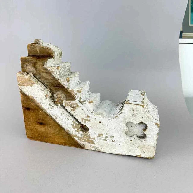Antique Victorian Wooden Corbel - Architectural Salvage - Chippy Paint - 1860