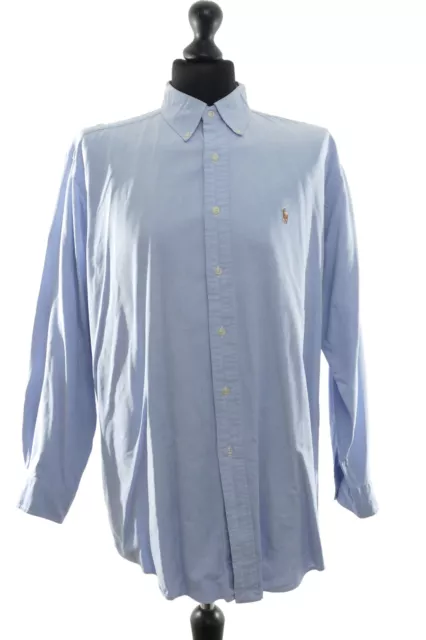 Ralph Lauren Yarmouth Freizeit Hemd L blau hellblau Langarm Button-Down ÄL:59cm