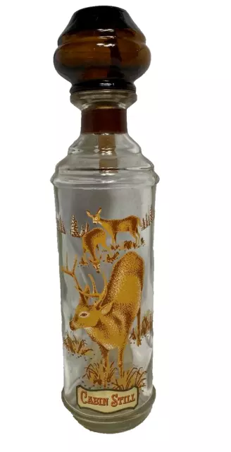 vintage whiskey EMPTY glass bottle cabin still sportsmans collection deer