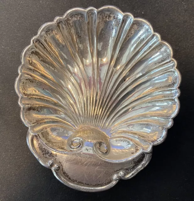 Sterling Silver Ornate Scallop Shell Bowl Master Salt Bon Bon Dish