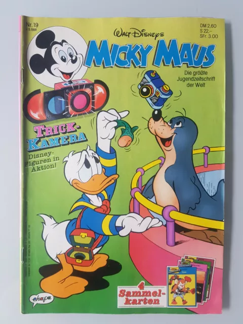 Micky Maus Comicheft Nr. 19 1991 mit Sammelkarten