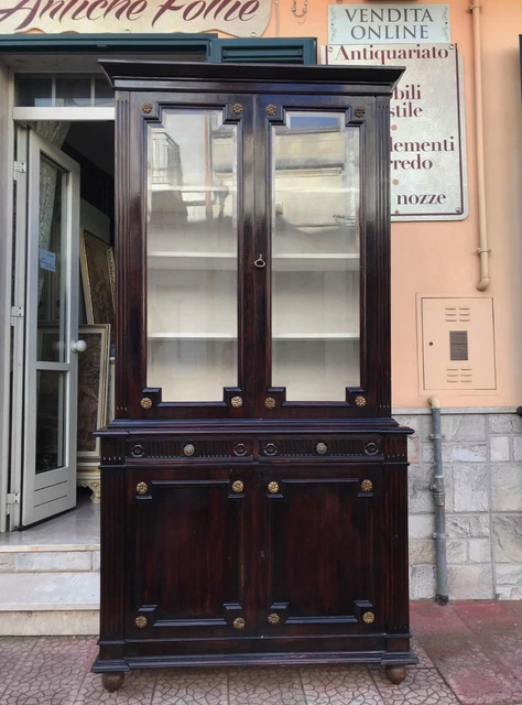 Biblioteca Bookcase En Caoba Doble Cuerpo Inglés
