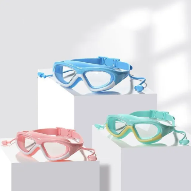 Swim Goggles Large Frame Waterproof Kids Anti-fog UV Protection Swimming Glasses