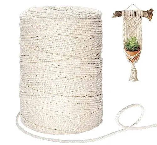 Cordon de macramé de 5 mm, corde en macramé en coton de 165 pieds  d'épaisseur pour les jardinières suspendues au mur Cintres Tricotage Macramé  Maison Bricolage