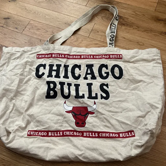 Vintage Chicago Bulls Canvas Tote Carry Bag Fast Shipping