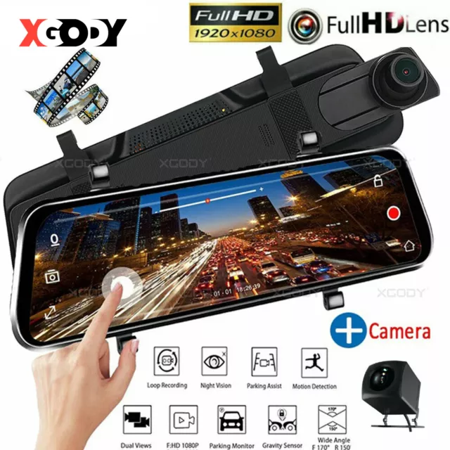 XGODY 10" Dashcam 1080P Auto Kamera Touch Rückspiegel Nachtsicht Videorecorder