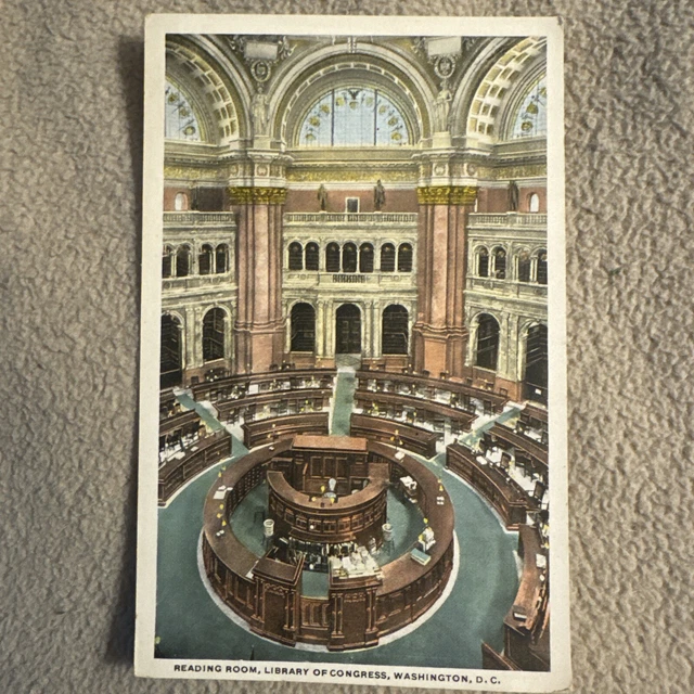 READING ROOM, LIBRARY Of Congress, Washington DC White Border Postcard ...