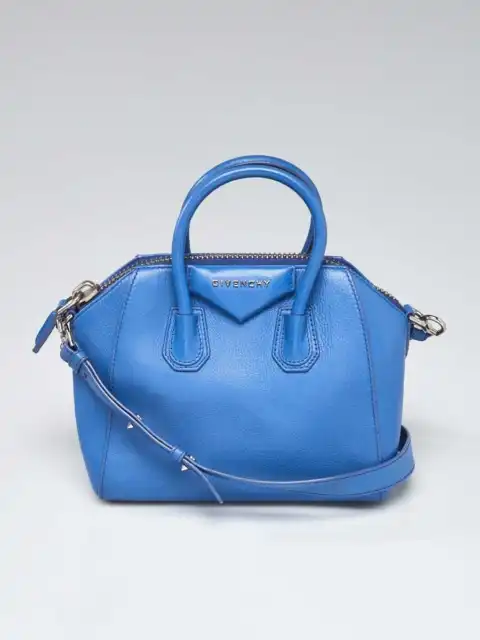 Givenchy Blue Sugar Goatskin Leather Mini Antigona Bag