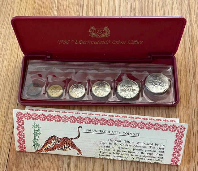1986 SINGAPORE UNCIRCULATED Coin Mint Set NIB 41.44 PicClick AU