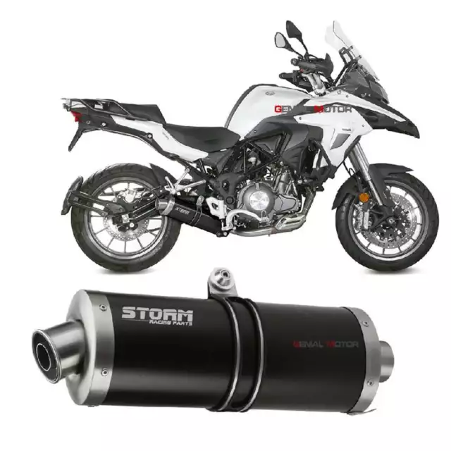 Exhaust Storm by Mivv black Muffler Oval Steel for Benelli Trk 502 2017 > 2023