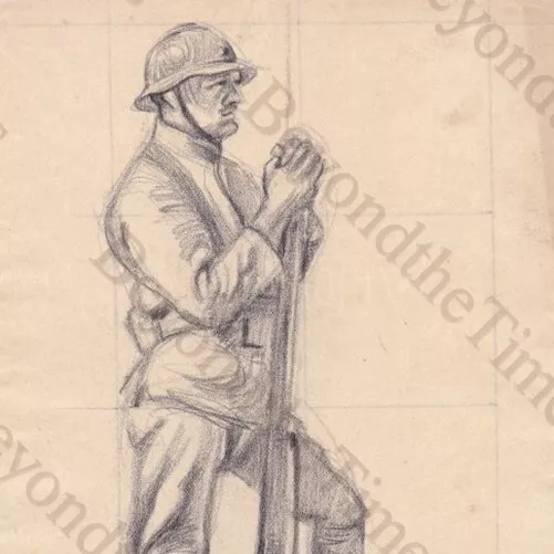 Dessin sketch portrait Guerre 1914-18 WW1 Soldat Tranchées Lot de 8 dessins