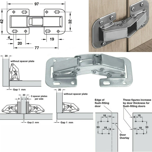 90 DEGREE STEEL Hinges Door Hinges Kitchen Cupboard Concealed
