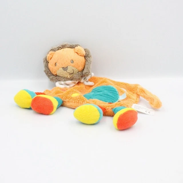 Doudou plat lion orange bleu jaune KIABI SIMBA TOYS - 15228
