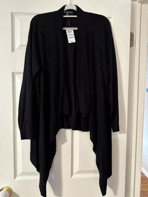 NWT INC International Concepts Women's Cascade Open-Front Cardigan, Black XXL