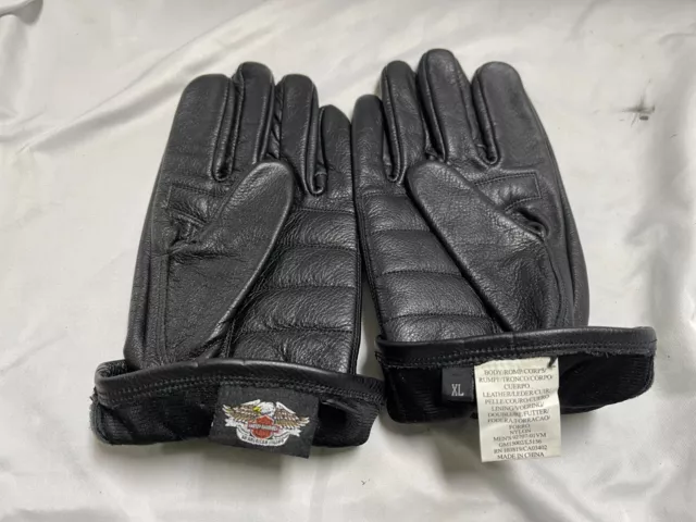 HARLEY DAVIDSON BLACK Leather Gloves PN 92707-01VM $5.00 - PicClick