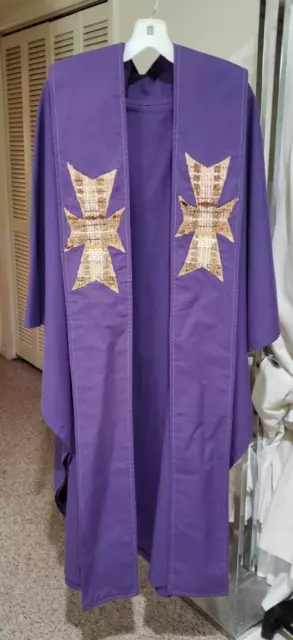 Clergy Officiant Vestment Chasuble & Stole Handmade Purple