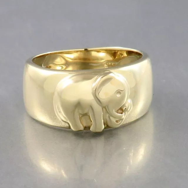 Ring mit Elefant in 585/14k Gelbgold - Gr. 57 2