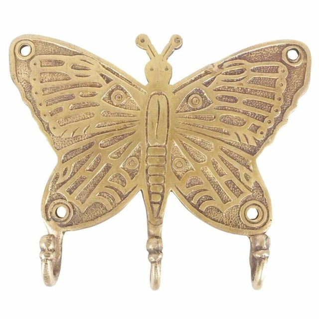 Entry Key Holder Golden Antique Coat Rack Brass Wall Hooks Butterfly Hat Rack