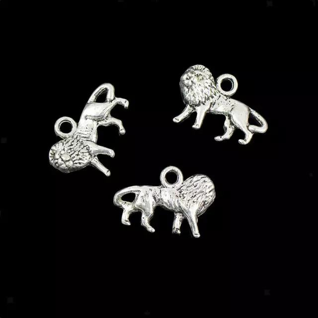 50pcs Tibétain Argent 3D Lion Breloques Pendentifs Résultats De Bijoux